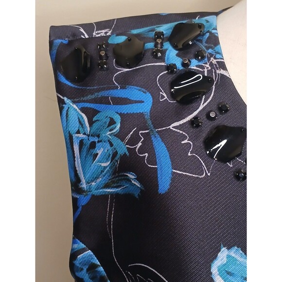 Sachin & Babi NOIR Sz 10 Sheila Floral Beaded Cocktail Dress Black Blue & Topaz - Picture 5 of 16